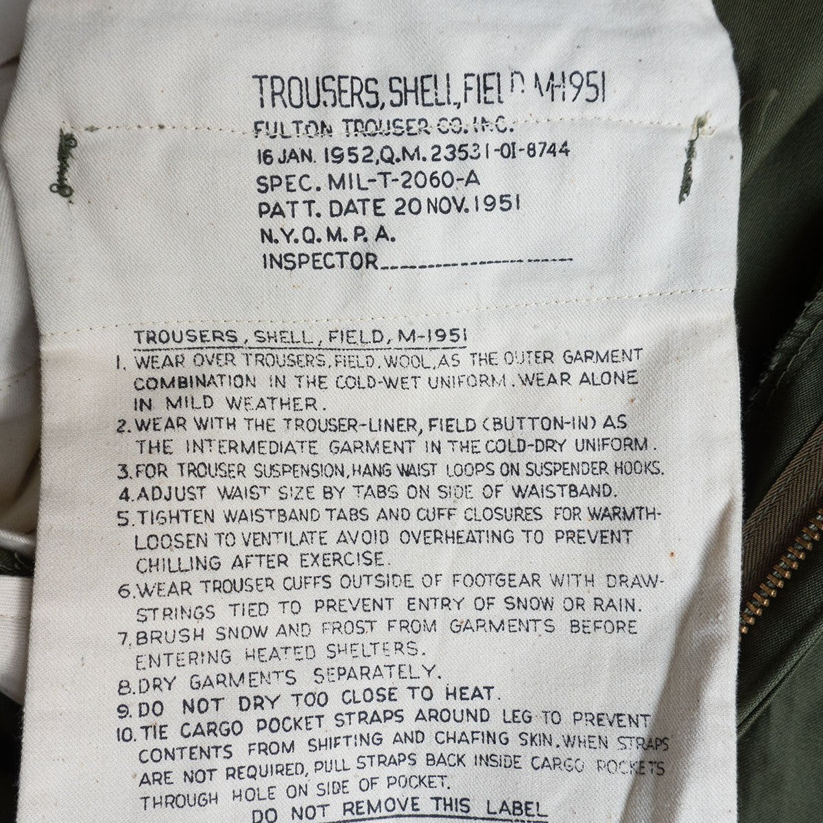 US ARMY 50s M-51 Field Cargo Pants Size MEDIUM/REGULAR