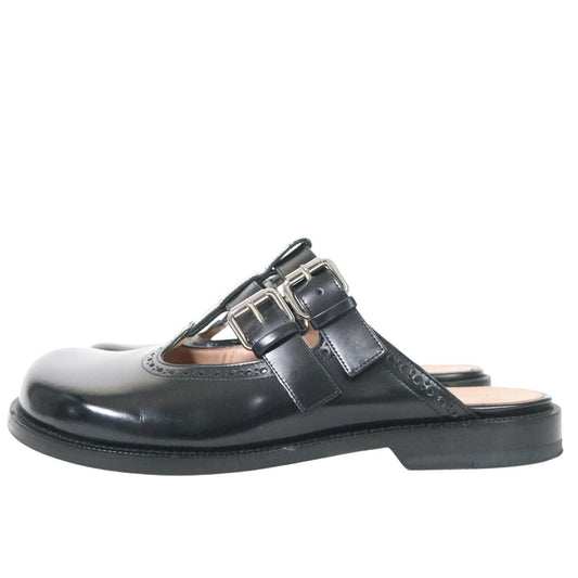 LOEWE Campo Mary Jane Polished Mule Black Sandals Size 25.5cm