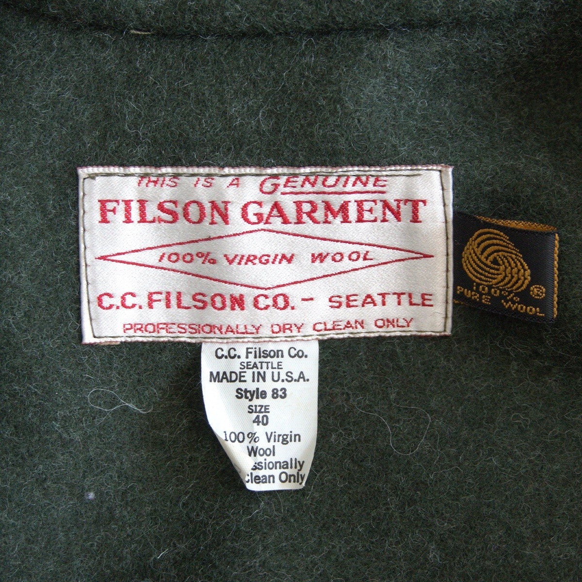 FILSON USA Made Double Mackinaw Cruiser Jacket Size 40