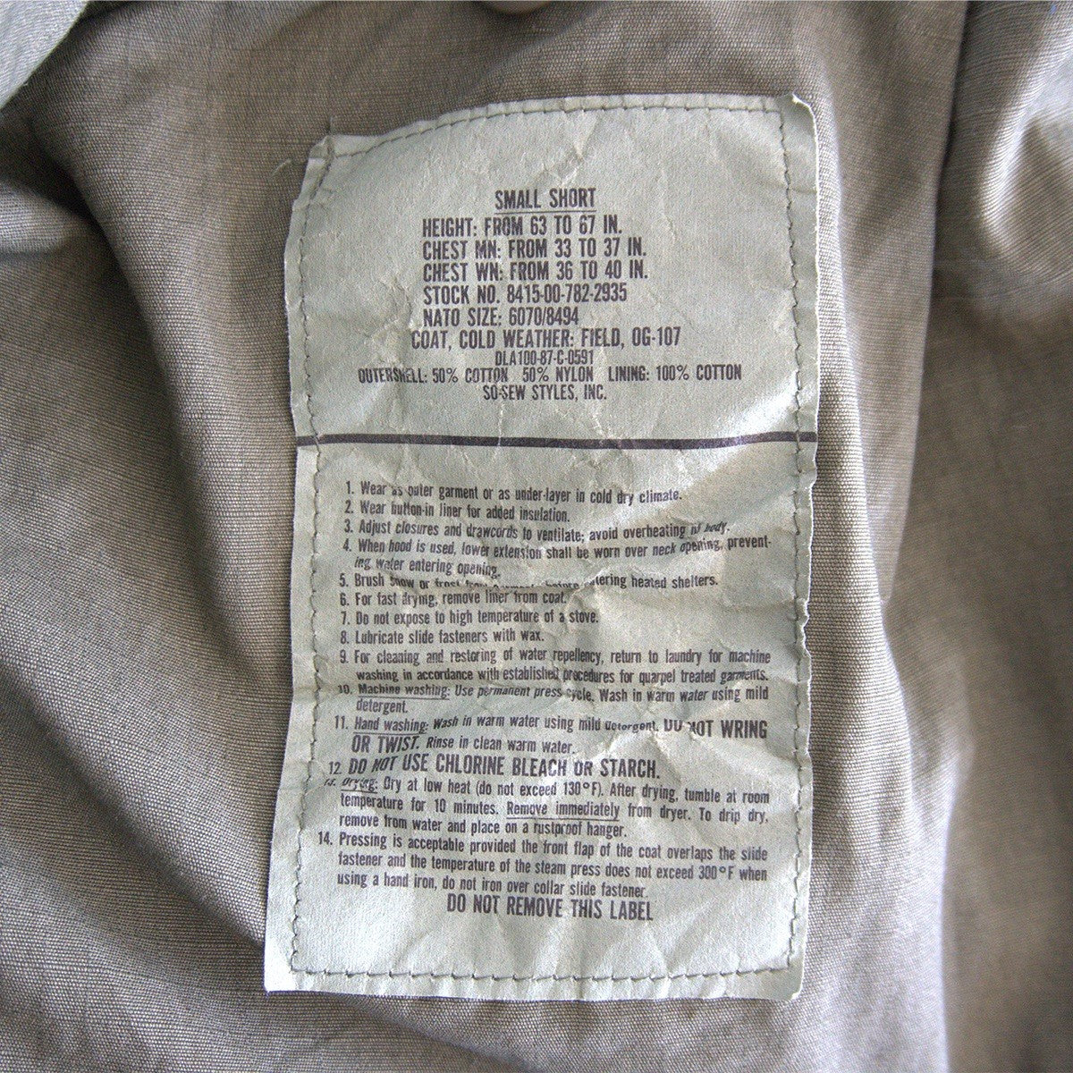 US ARMY 80s M-65 Field Jacket Size SMALL-SHORT