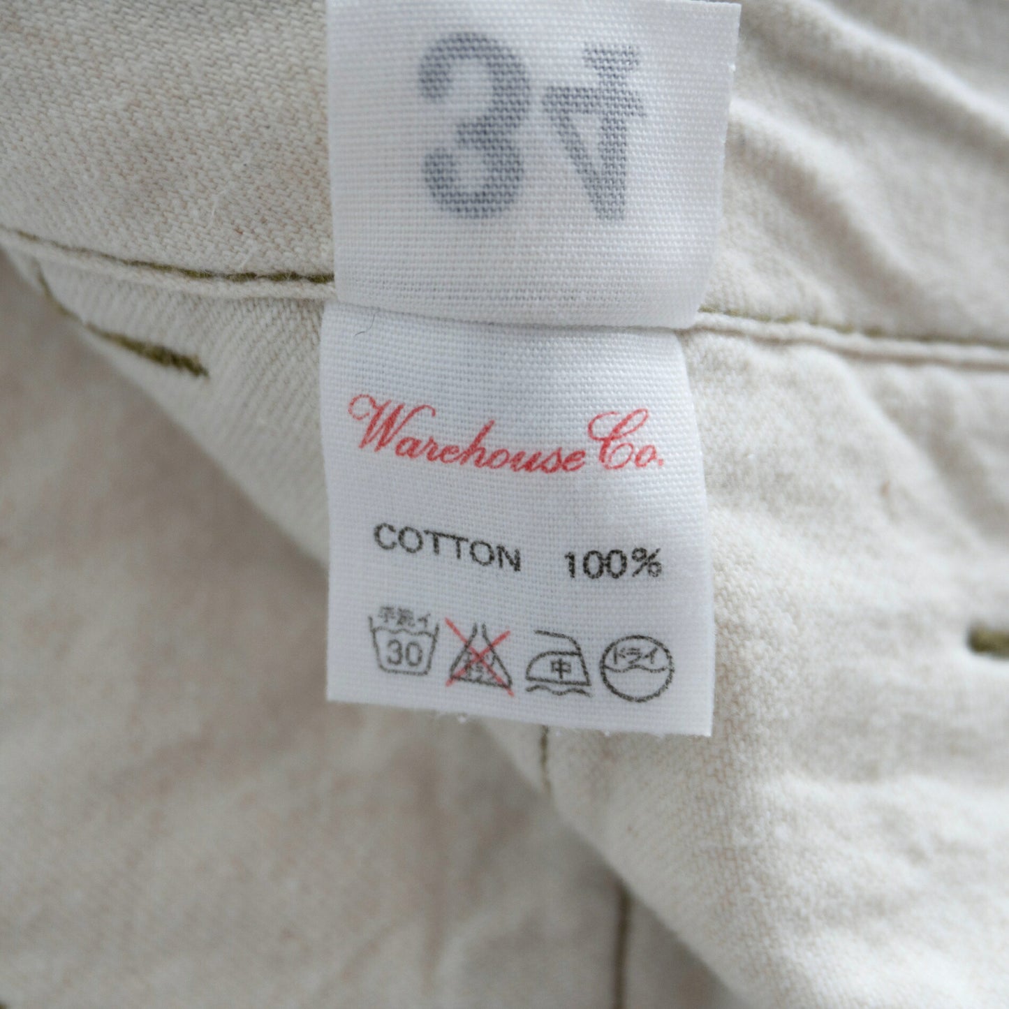 WAREHOUSE Lot.1082 Chino Pants Selvedge Weapon Cloth Size 34