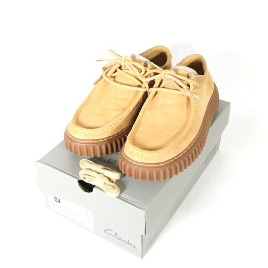 Clarks Torhill Lo Suede Platform Slip-Ons Beige Size 25.0cm