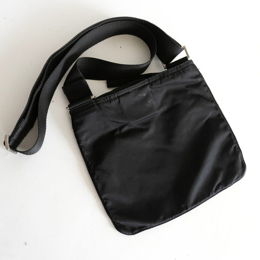 PRADA Triangle Logo Nylon Shoulder Bag Black Size ONE SIZE