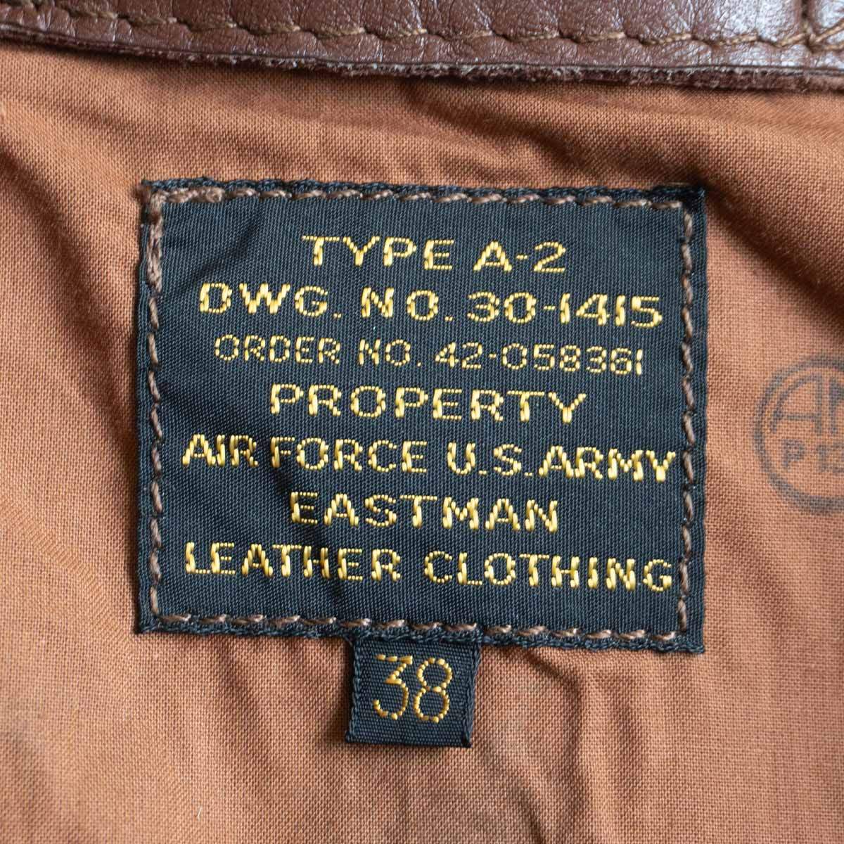 EASTMAN LEATHER CLOTHING A-2 Leather Jacket Brown Size L
