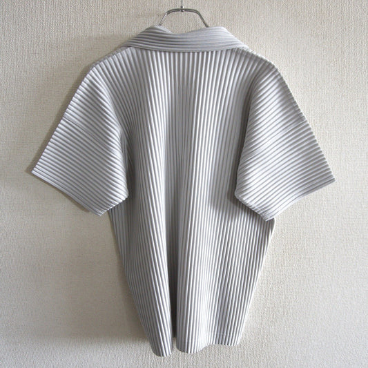 HOMME PLISSE ISSEY MIYAKE Pleated Polo Light Gray Size 2