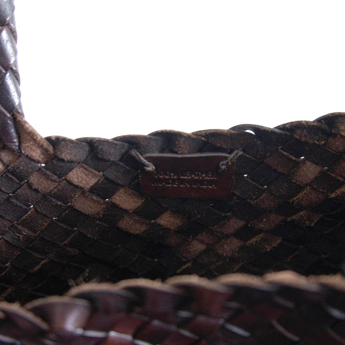 DRAGON Dark Brown Woven Leather Mesh Hand Bag Size ONE SIZE