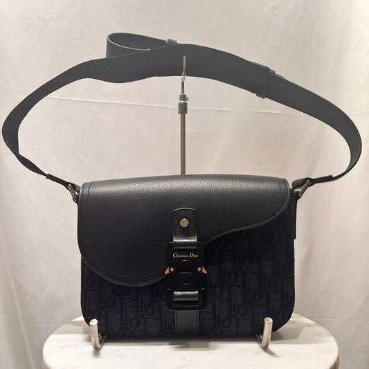 DIOR Saddle Oblique Flap Messenger Bag Black Size ONE SIZE