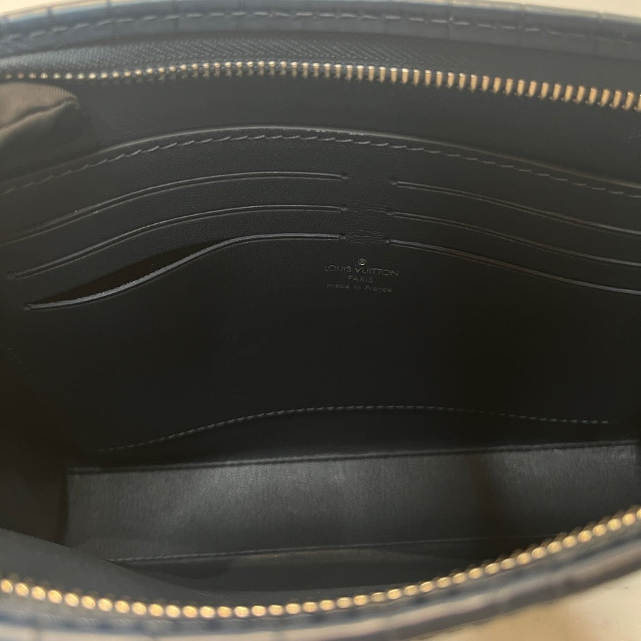 Louis Vuitton Pochette Voyage Croc Clutch Blue Size ONE SIZE