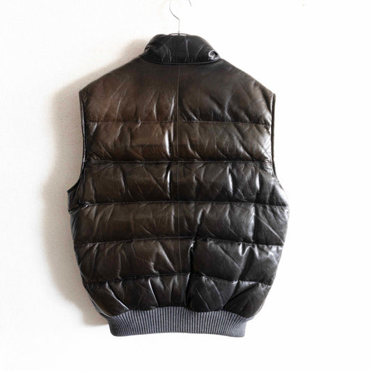 PAPAS Lamb Leather Down Vest Black Size 52
