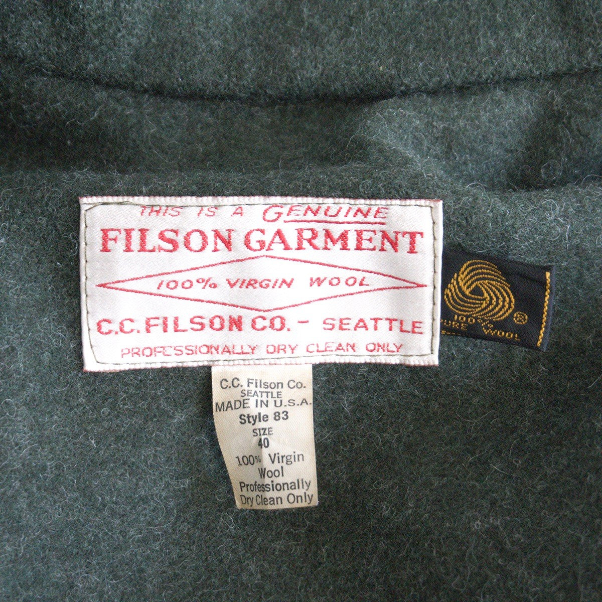FILSON Double Mackinaw Wool Cruiser Jacket Size 40