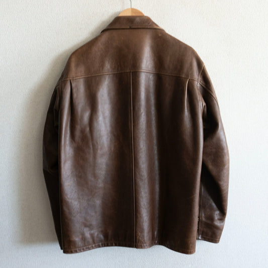 HAROLDS GEAR Brown Cow Leather Car Coat Jacket Size L