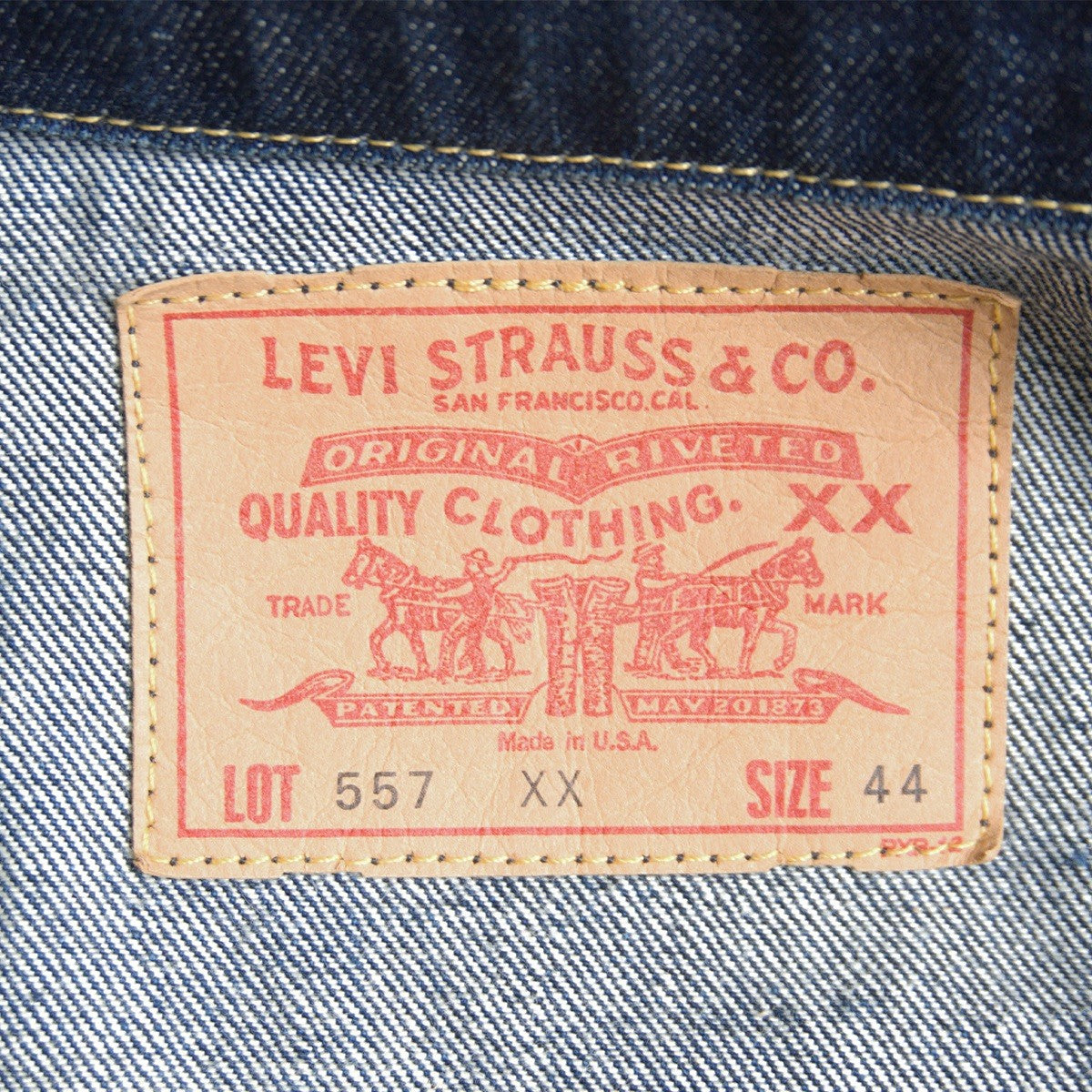 LEVI'S 557XX Big E Type III Valencia Made Denim Jacket Size 44