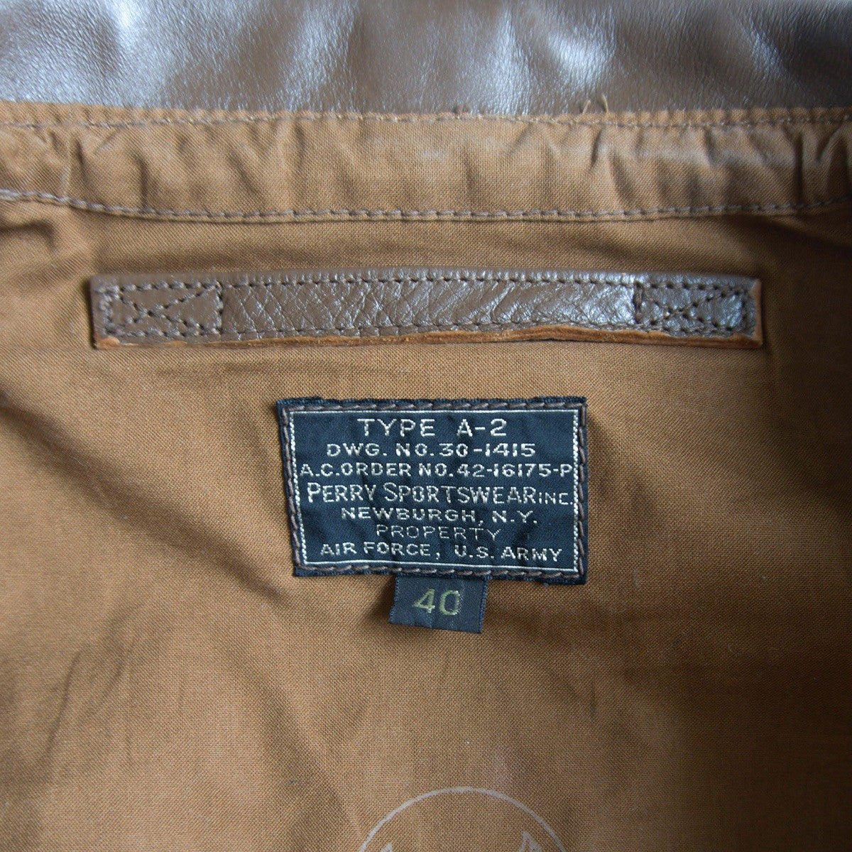 The Real McCoy's PERRY SPORTS WEAR A-2 Horsehide Size 40