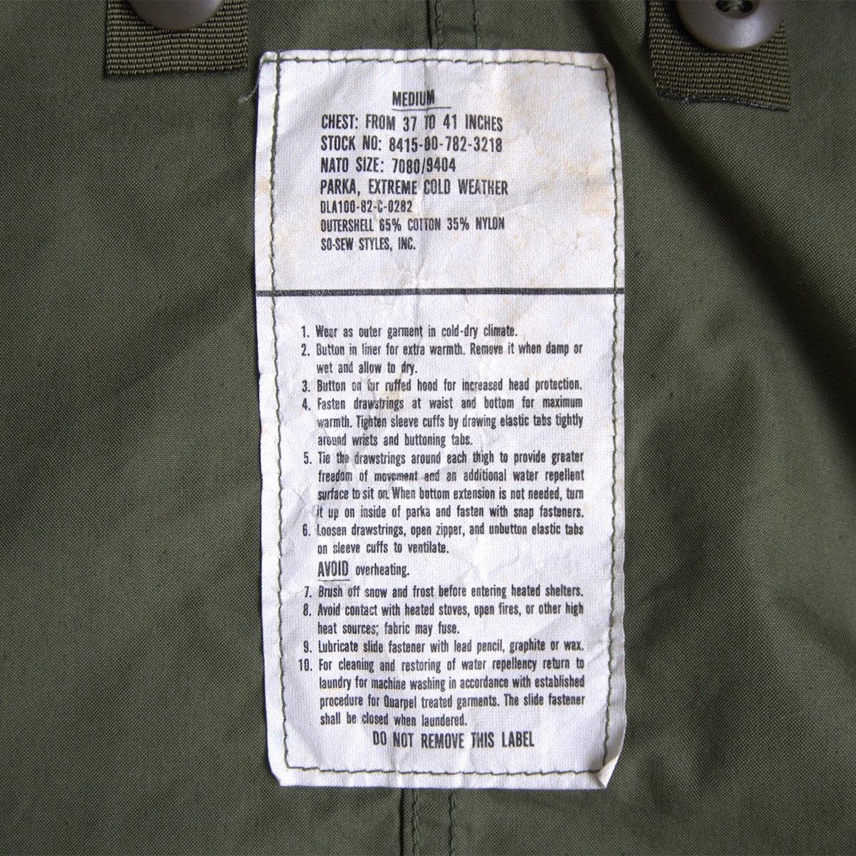 US ARMY 80s M-65 Fishtail Parka Mod Coat Liner Size M