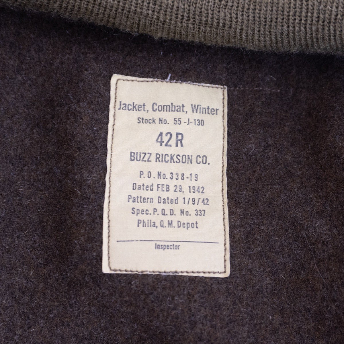 BUZZ RICKSON Tankers Cotton Twill Wool Jacket Size 42