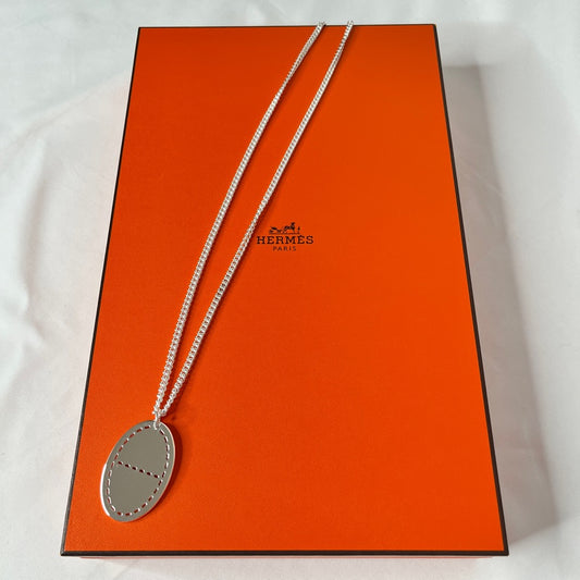 HERMES Point Sellier Ag925 Silver Necklace Size ONE SIZE