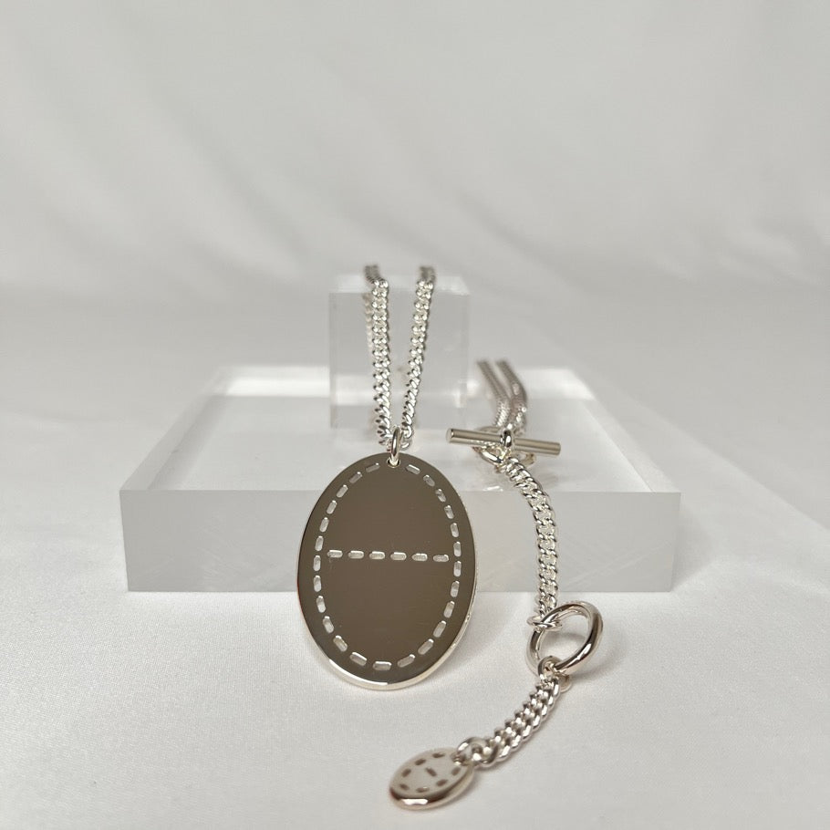 HERMES Point Sellier Ag925 Silver Necklace Size ONE SIZE