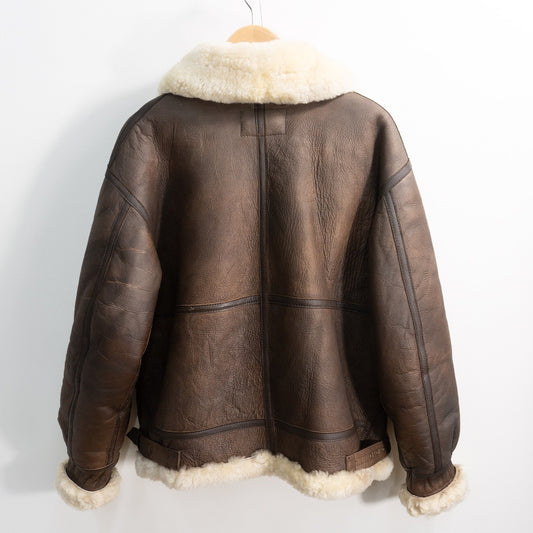 FLIGHT EQUIPMENT B-3 Shearling Bomber Jacket Brown Size 48
