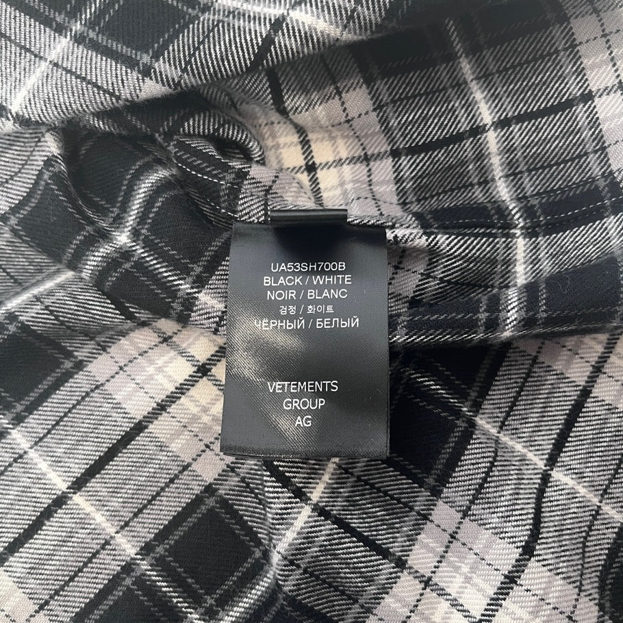 VETEMENTS My Name Is Flannel Check Shirt Black Size M