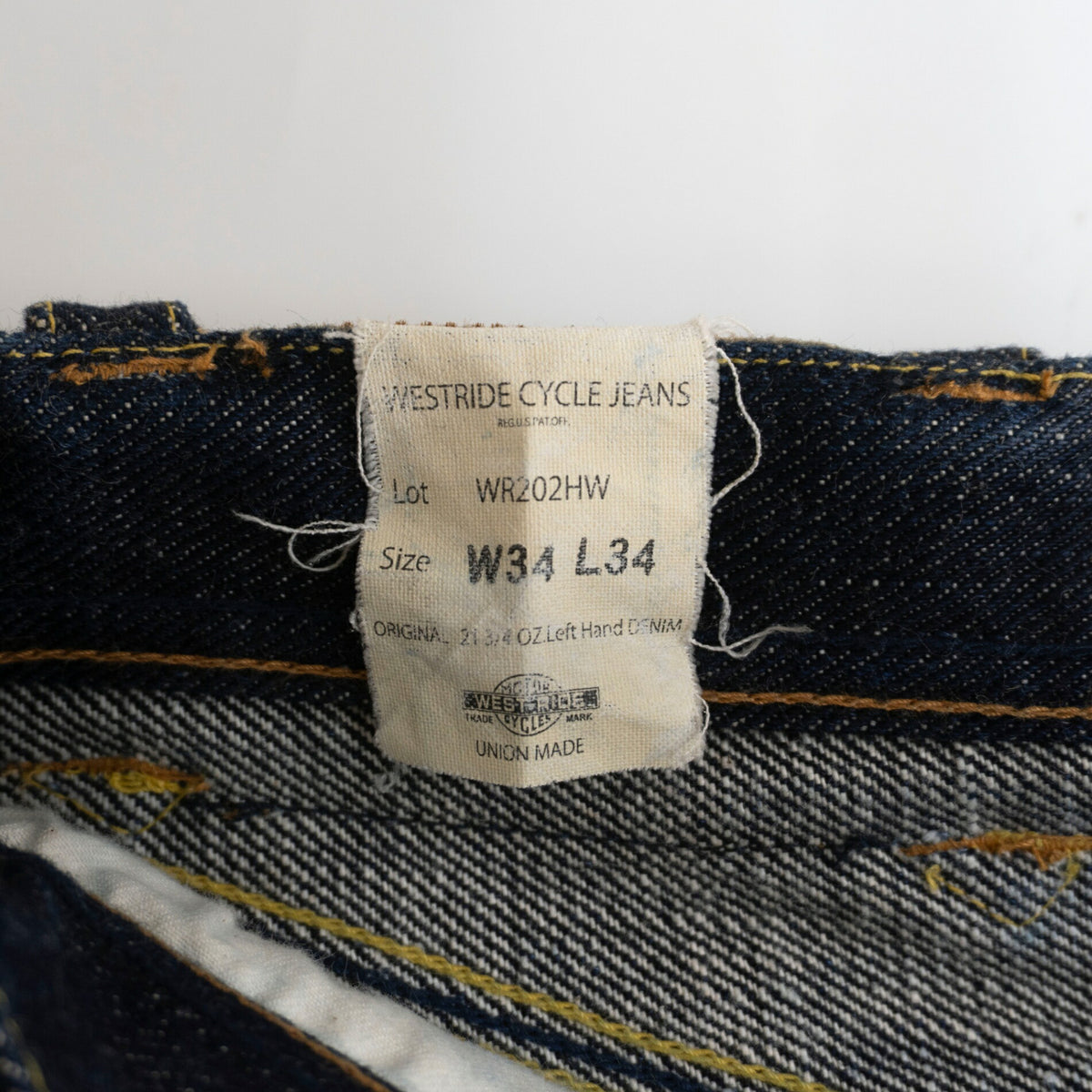 westride Heavyweight 21.3/4oz Denim Jeans Size 34×34