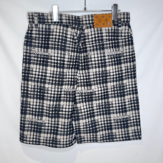 LOUIS VUITTON Check Signature Logo Shorts Black Size 32