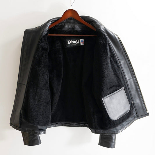 SCHOTT 641 Single Rider Leather Jacket Boa Liner Size 48