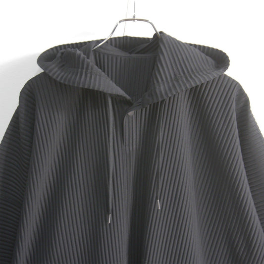 HOMME PLISSE ISSEY MIYAKE Black Pleated Hoodie Size 2