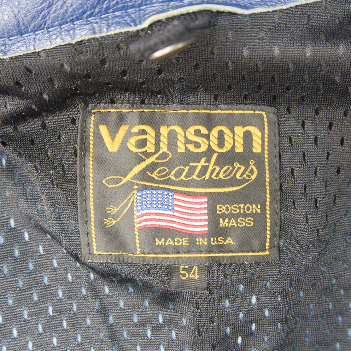 VANSON MANX Blue Leather Riders Jacket Size 54