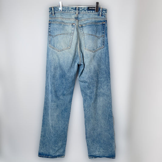 BALENCIAGA Baggy Unisex Light Blue Cotton Jeans
