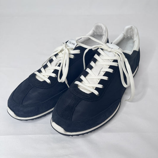 CELINE Triomphe Nylon Suede Low Sneakers Black Size 25.5cm