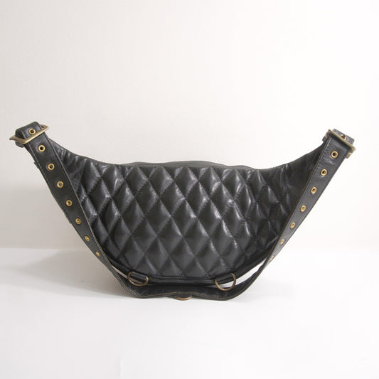 KADOYA HEAD FACTORY Black Leather Waist Bag