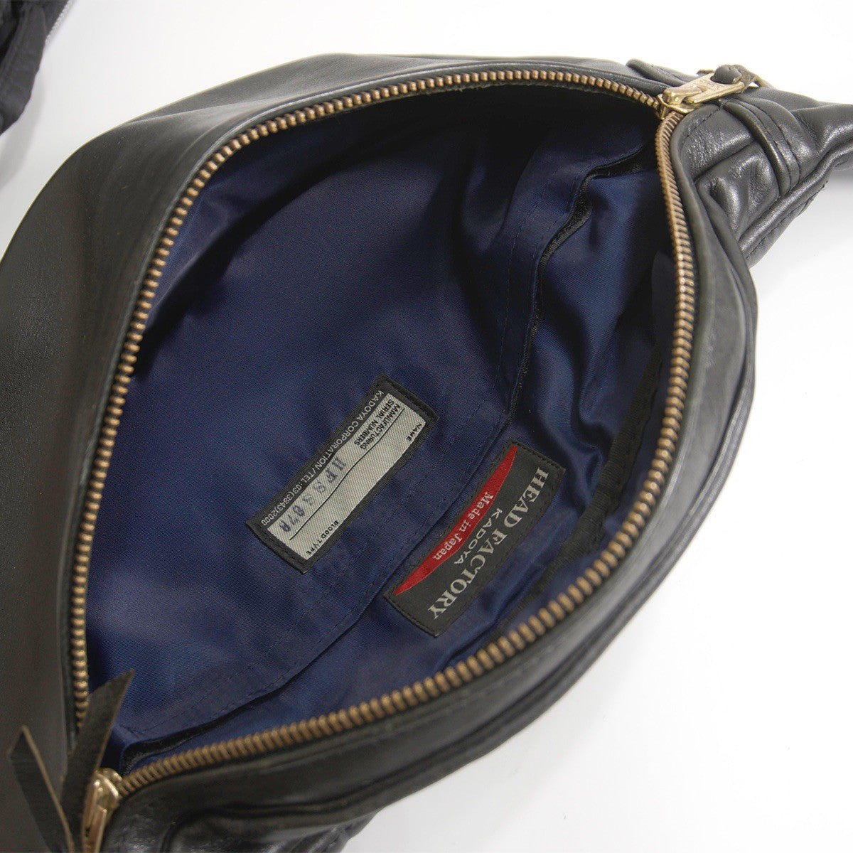 KADOYA HEAD FACTORY Black Leather Waist Bag