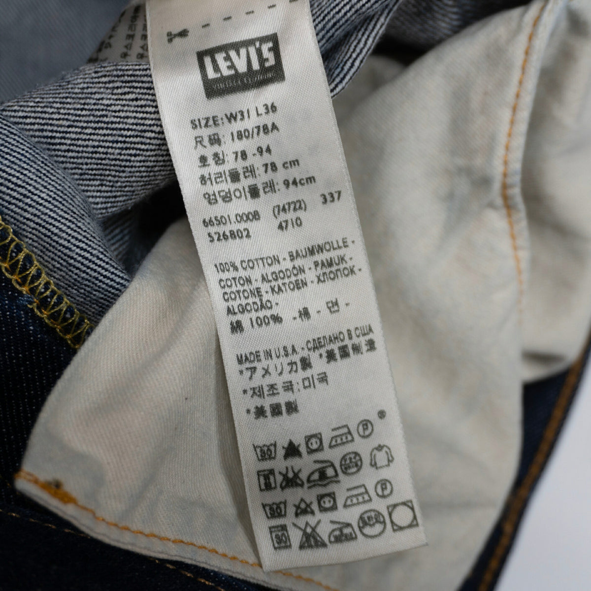 wsm x LEVI'S VINTAGE CLOTHING 66501 501XX Big Jeans USA Size 31×36