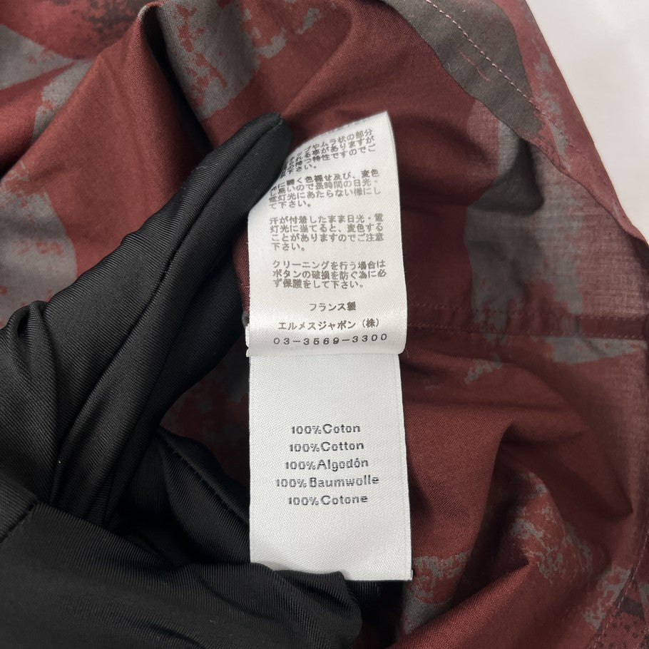 HERMES Patterned Long Sleeve Shirt Burgundy Gray