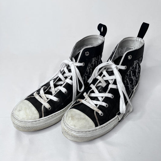 DIOR B23 Oblique High-Top Sneakers Black Size 28.0cm
