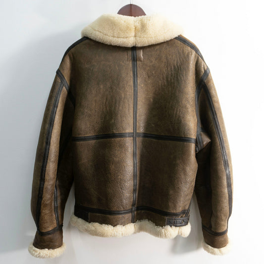 AVIREX B-3 Shearling Flight Bomber Jacket Brown Size 36