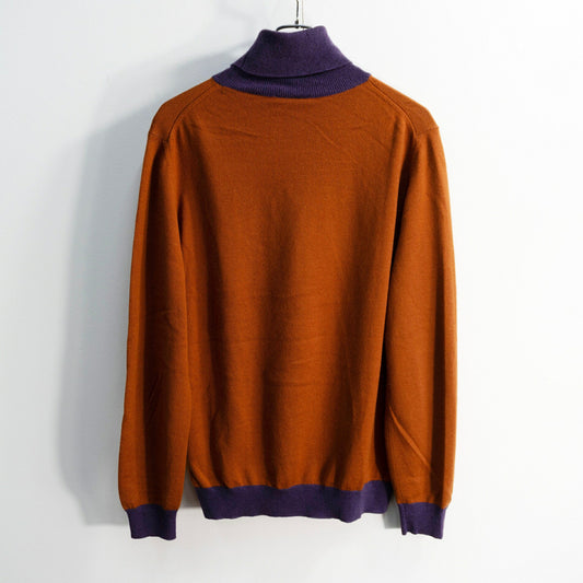 ARNYS 2-Tone Cashmere Turtleneck Knit Sweater