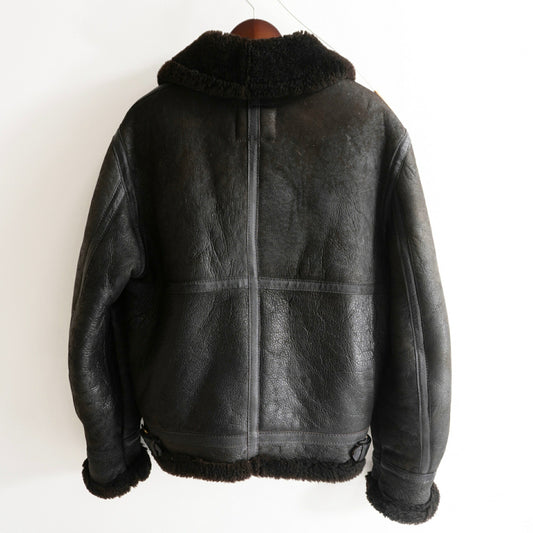 SCHOTT B-3 Shearling Bomber Jacket Black Size 38