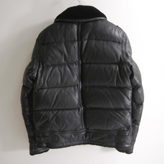 AVIREX B-3 Leather Down Bomber Jacket Black Size L