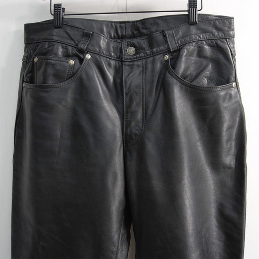 SCHOTT Black Cowhide Leather Pants Size 36