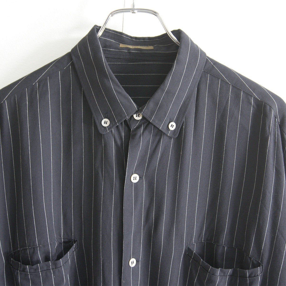 Y's for men Oversized Rayon Stripe Long Shirt Black