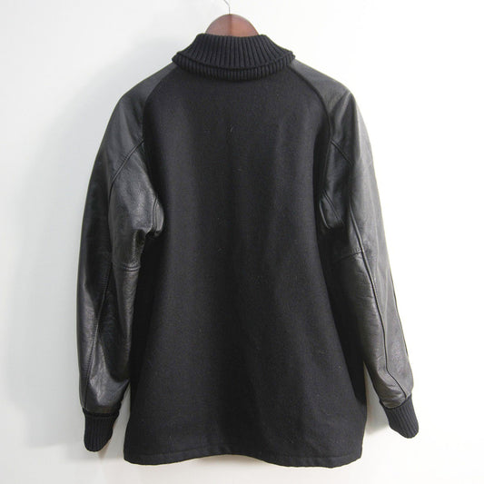 SKOOKUM USA Made Melton Leather Varsity Jacket Black Size 38