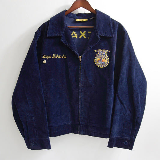 FFA Vintage Texas Corduroy Work Jacket Navy Size 48