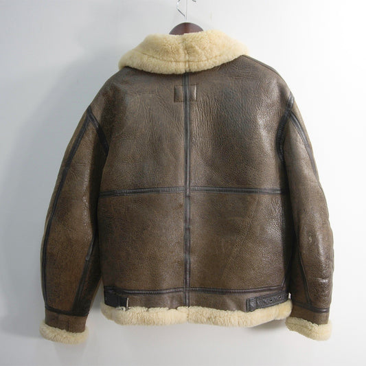 AVIREX B-3 Shearling Bomber Jacket Brown Size 36