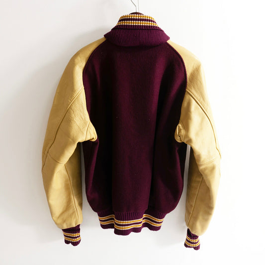SKOOKUM USA Melton Leather Varsity Jacket Size 40