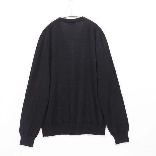 PRADA 24SS High Gauge Wool V-Neck Cardigan Black Size 52