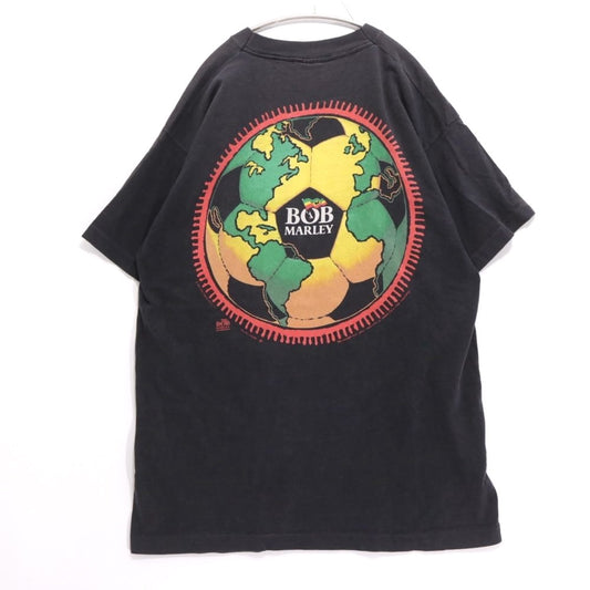 LIQUID BLUE 90s Bob Marley Soccer T-Shirt Black Size XL