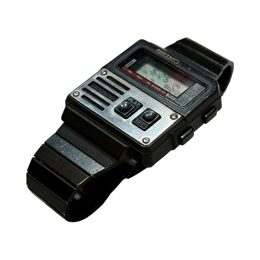 SEIKO 1983 Quartz Voice Note Digital Watch Black