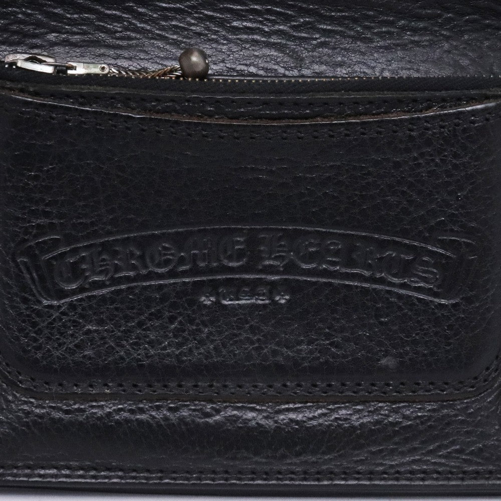 CHROME HEARTS 1ZIP Heart Leather Wallet Black Size F