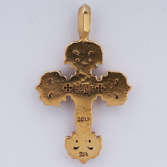 Chrome Hearts 22K Filigree Cross Tiny Pendant Gold Size F
